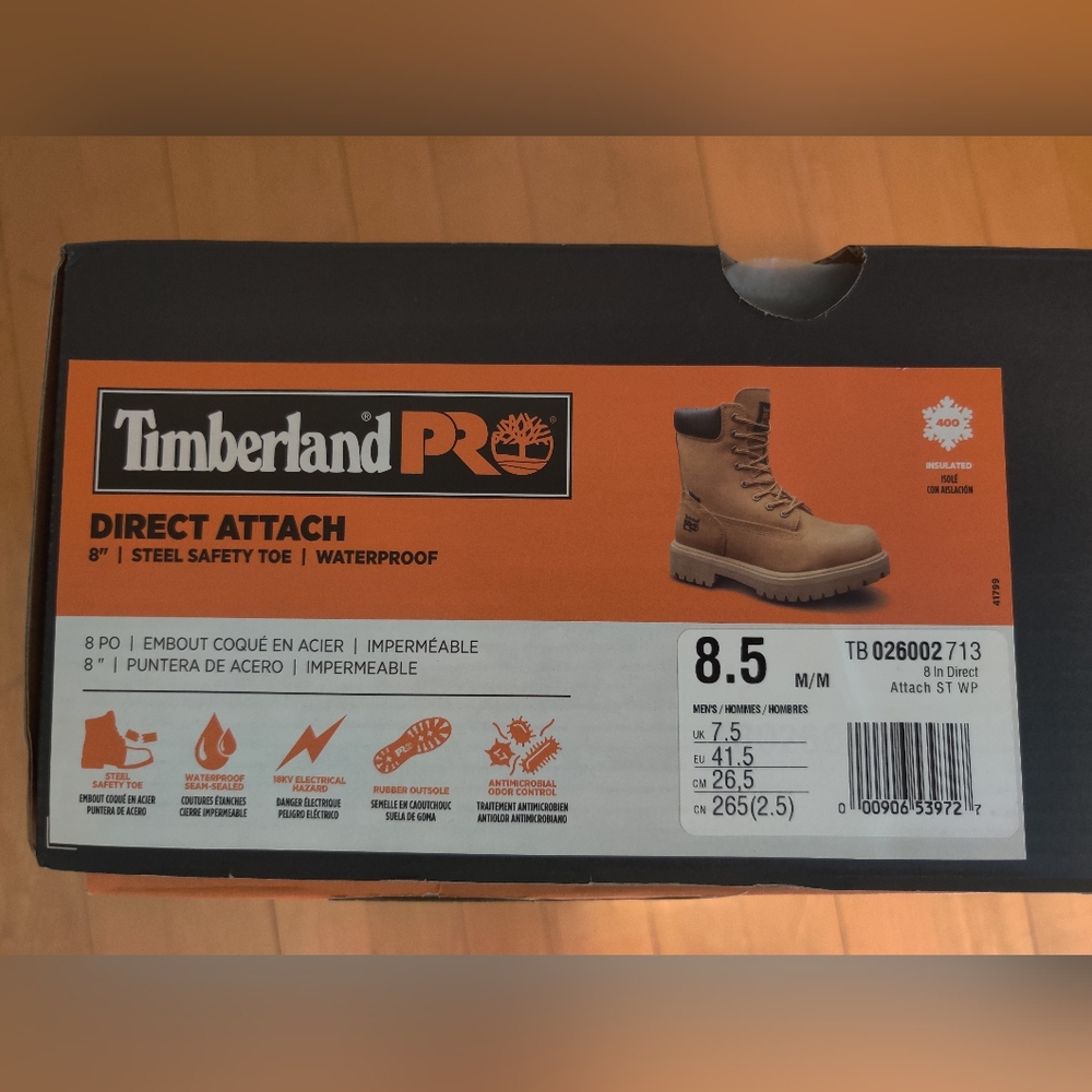 Timberland Men's Direct Attach 8" Steel Toe Waterproof Work Boot
